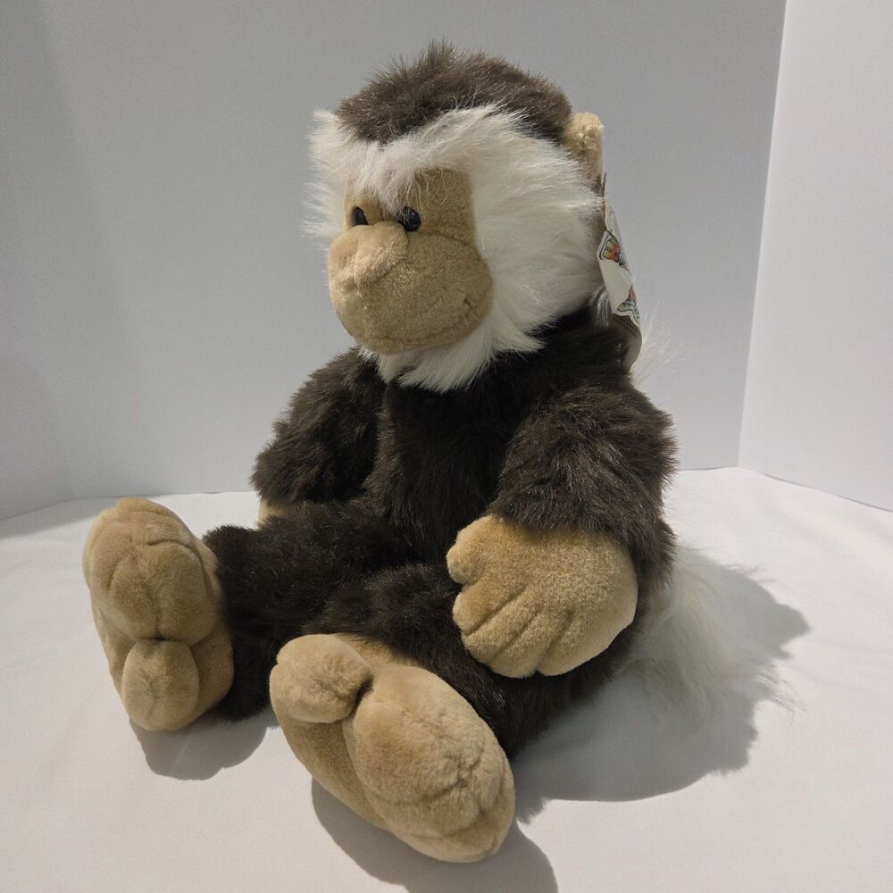 Vintage Commonwealth Hug-A-Plush White Tail Brown Monkey Plush Animal W/ Tag